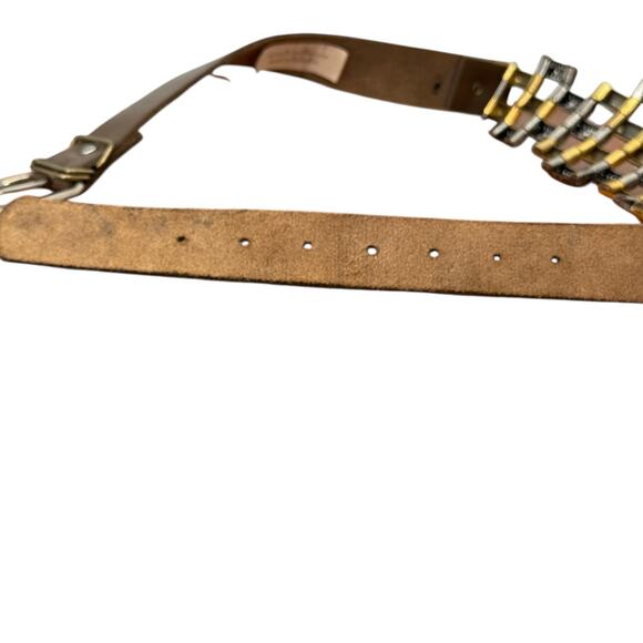 Voltige Paris Belt Cosplay Statement VTG Women's SZ 32 Brown Gold Silver Leather - Picture 11 of 13